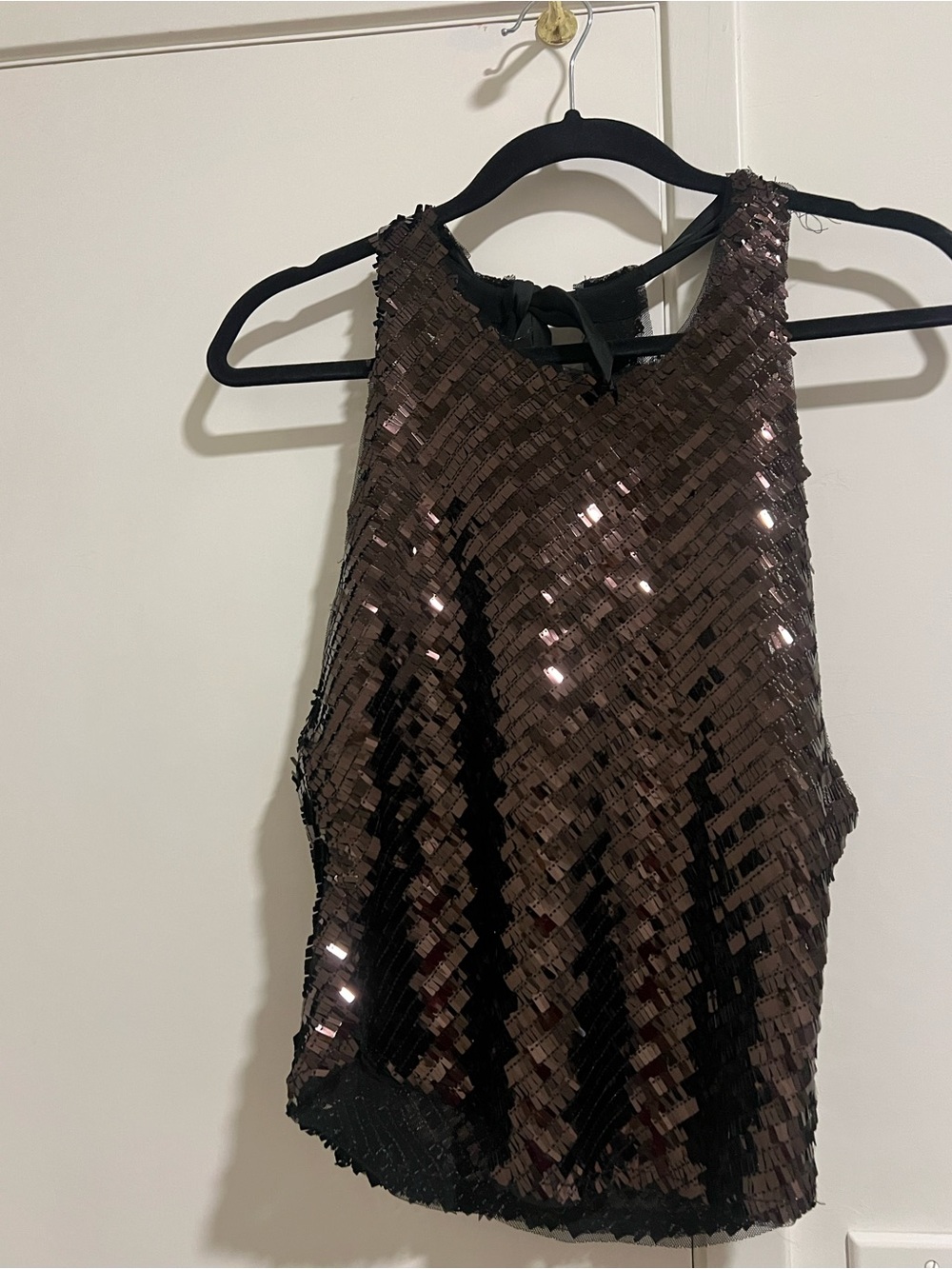 Free People Brown Sequin High-Neck Camisole